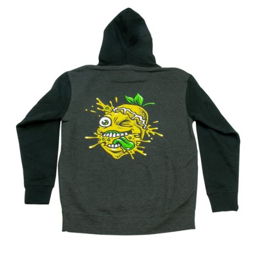 Lemon Splat Two Tone Black/Charcoal Grey Hoodie by Lemon Life SC 