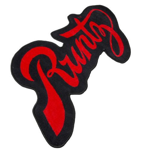 Black & Red Script Rug by Runtz