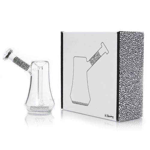 Black & White Glass Bubbler by Keith Haring