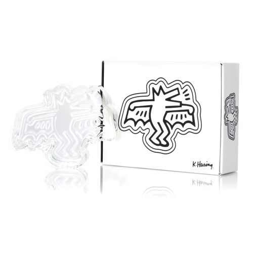 Dog Bat Crystal Glass Ashtray / Catchall by Keith Haring