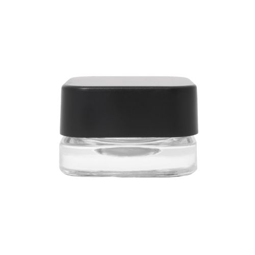 5ml Square Clear Glass Concentrate Jar with Black Lid