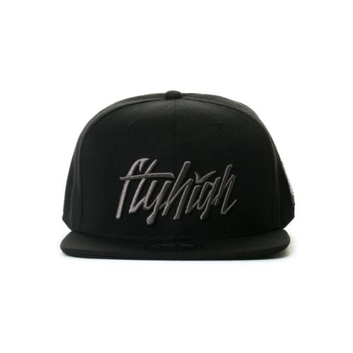 Fly High Club Full Script Logo Snapback Hat (Black/Grey)