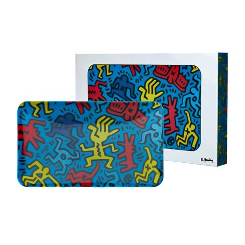 Blue Glass Rolling Tray by Keith Haring
