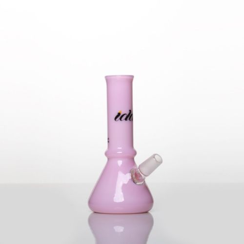 Medium Solid Pink Worked Tube Rig 14mm Male Joint by iDab Glass 