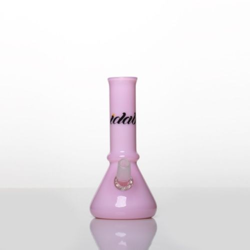 Medium Solid Pink Worked Tube Rig 14mm Male Joint by iDab Glass 