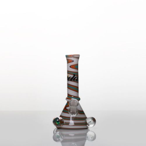 Small Fiesta Worked Tube Rig with Opals 10mm Female Joint by iDab Glass