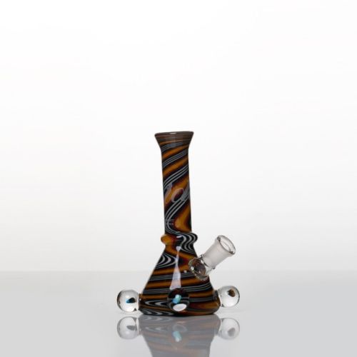 Small Jail House Fire Worked Tube Rig with Opals 10mm Female Joint by iDab Glass