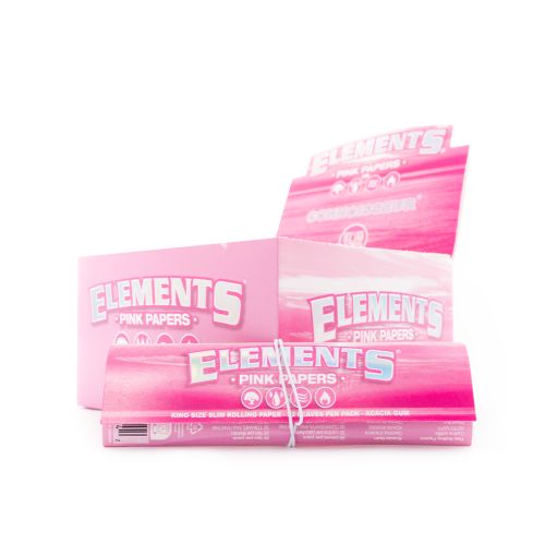 Pink Connoisseur Papers King-Size Slim Rolling Papers By Elements x24/box