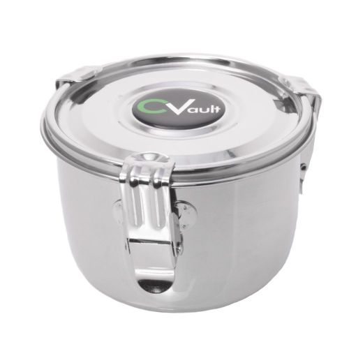 CVault Stainless Steel Holder With Boveda Humidity Pack- Large .95 Liters