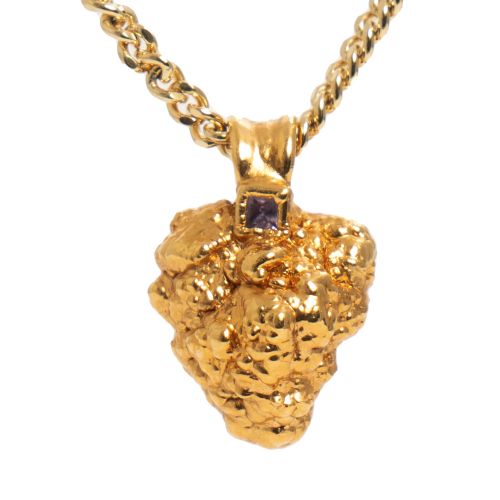 24K OG Kush Bud Necklace with Pink Sapphire by Ras Boss 