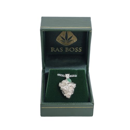 Platinum OG Kush Bud Necklace with Emerald by Ras Boss 