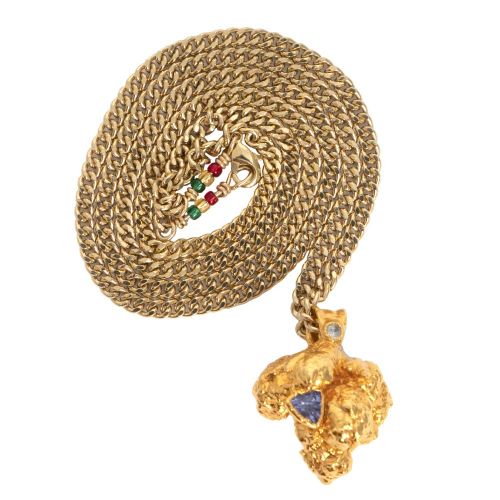 24k Gold OG Kush Bud Necklace with Tanzanite & White Sapphire by Ras Boss 