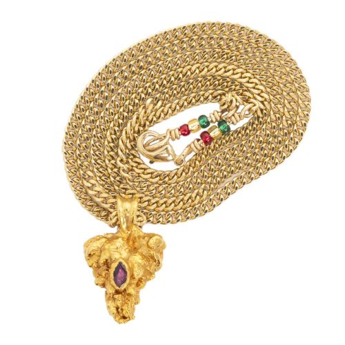 24K OG Kush Bud Necklace with Ruby by Ras Boss 