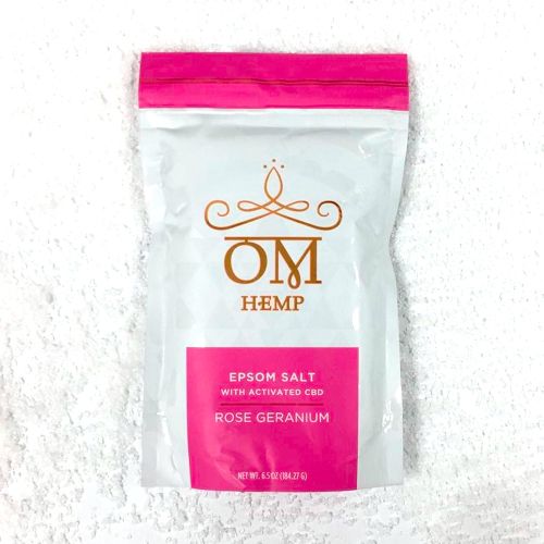 Rose Geranium Epsom Bath Salts with Activated CBD from Om Wellness