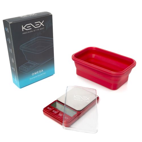 Omega Collapsible Silicone Bowl Digital Scales - (Platinum Collection) by Kenex - Red