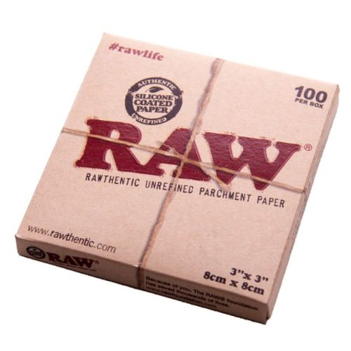 RAW Unrefined Parchment Paper Squares 5 x 5 100 Sheet Pack~New In Box  Silicone