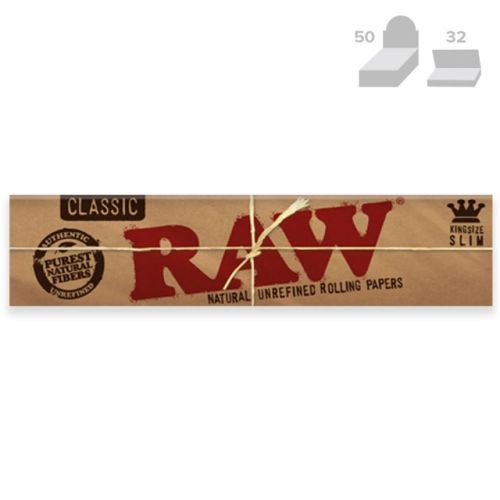 RAW Classic KingSize Slim Natural Rolling Papers (32/Papers, 50/Box)