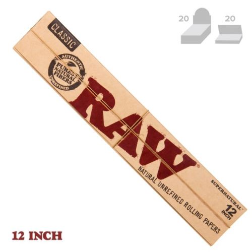 RAW Classic SuperNatural 12 Inch Rolling Papers (20/Papers, 20/Box)