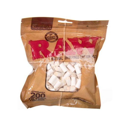 RAW Natural Unrefined Cotton Filter Tips (200/Bag)