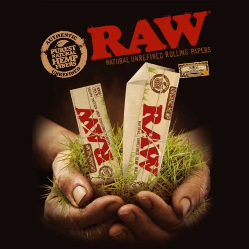 RAW Organic Hemp Connoisseur KingSize Slim with Tips Natural Rolling Paper (32/Papers, 24/Box)