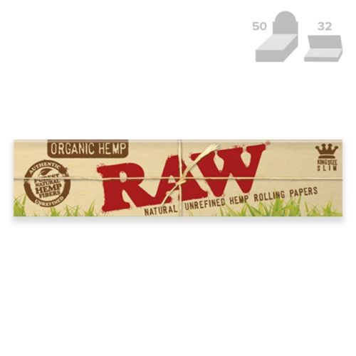 RAW Organic Hemp KingSize Slim Natural Rolling Papers (32/Papers, 50/Box)