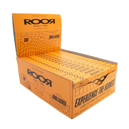 ROOR CBD Gum Unbleached Papers Slim Rolling Papers + Tips