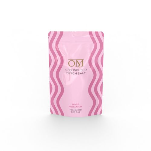 Rose Geranium Epsom Bath Salts CBD OM Wellness