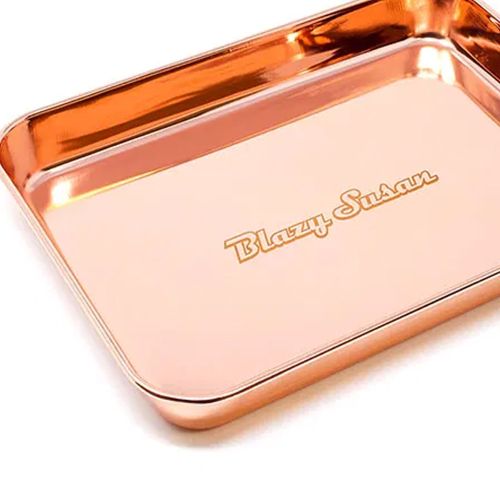 Rose Gold Stainless Steel Rolling Tray by Blazy Susan