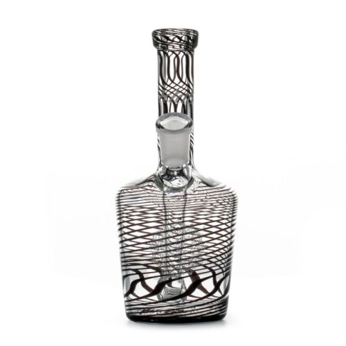 Small Black Stripes Custom Henny Bottle Dab Rig 10mm by iDab Glass