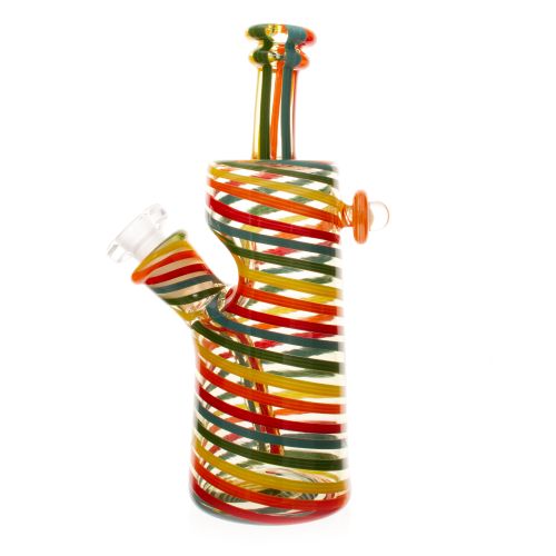 Coloured & Clear Spiral Bottle Dab Rig By Nish Glass