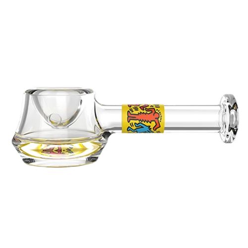 Yellow Glass Spoon Pipe by Keith Haring