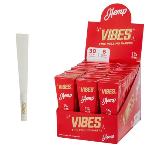 Vibes Cones Coffin Pack 1 ¼ Size Hemp (Red)