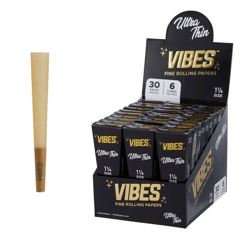 Vibes Cones Coffin Pack 1 ¼ Size Ultra Thin - Black