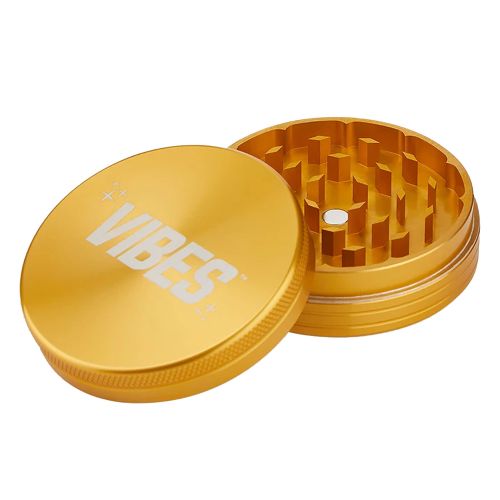 Gold Aluminium 2 Piece Herb Grinder by Vibes x Aerospace