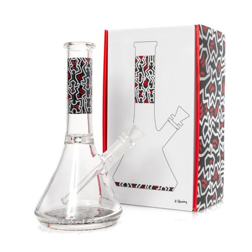 Multi Colour Glass Water Pipe by Keith Haring