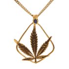 24k Gold OG Kush Leaf Necklace with Sapphire by Ras Boss 