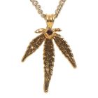 24k Gold OG Kush Leaf Necklace with Garnet by Ras Boss 
