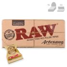 RAW Classic Artesano KingSize Slim Natural Rolling Papers with Tips and Tray (32/Papers