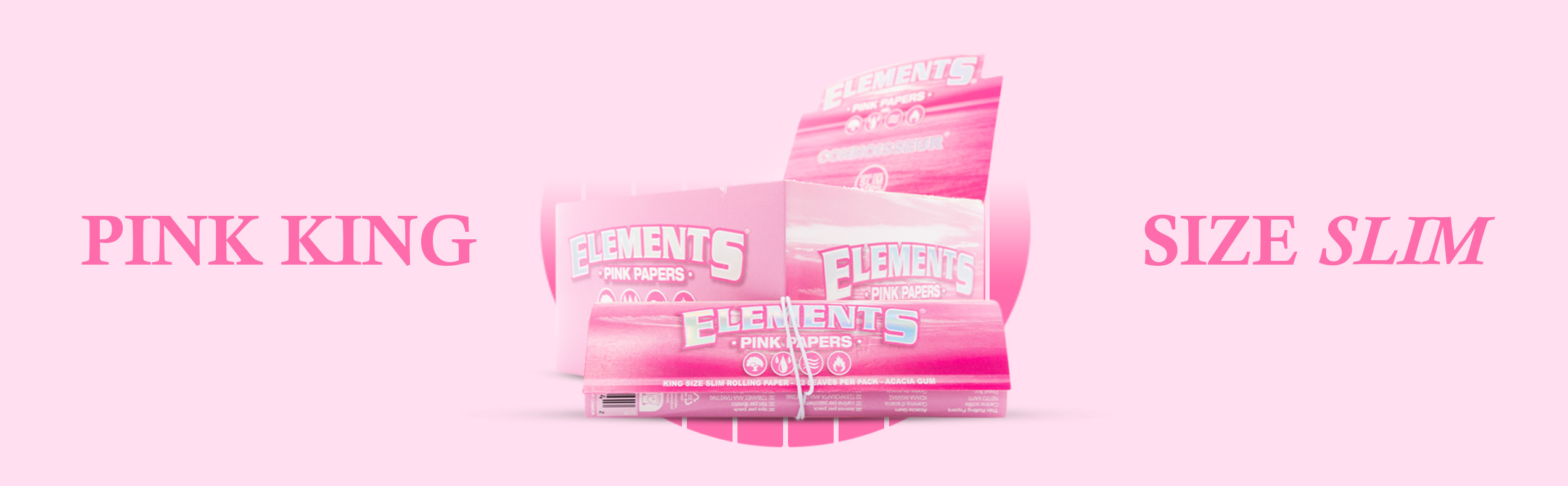Elements Pink Connoisseur King-Size Slim Rolling Papers
