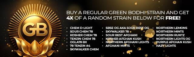 Retail only: buy a regular Green Bodhi strain and get 4x of a random strain for free