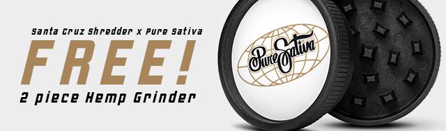 Buy any 3 or 4 piece hemp grinder, metal grinder, hemp sift tray, or large rolling tray by Santa Cruz Shredder and get a free hemp Grinder