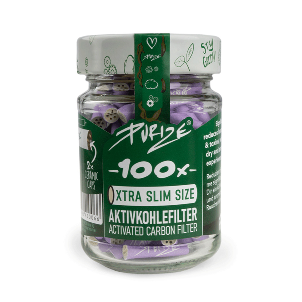 Pure Xtra Slim Filter Tips Jar With Activated Charcoal