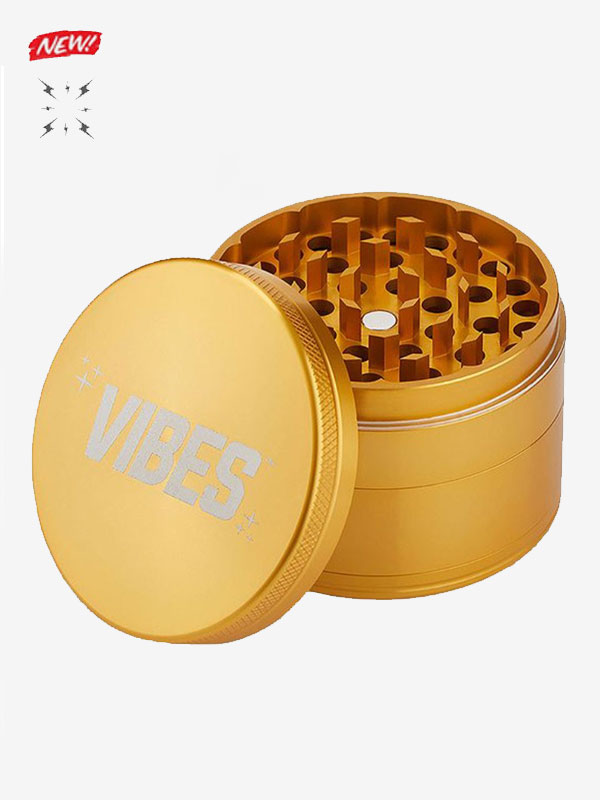 Gold Aluminium 4 Piece Herb Grinder by Vibes x Aerospace Wholesale
