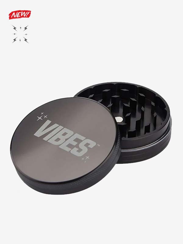 Black Aluminium 2 Piece Herb Grinder by Vibes x Aerospace Wholesale