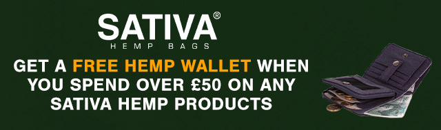 Get a free wallet when you spend over £50 on any Sativa Bag Product