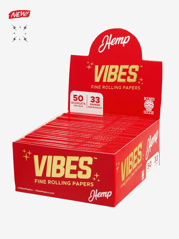 Vibes King Size Slim Rolling Papers - Hemp (Red) Wholesale