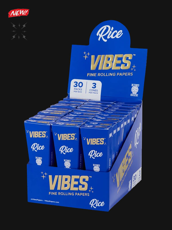 Vibes Cones Coffin Pack – King Size Rice (Blue) Wholesale